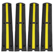 VEVOR 4PCS Floor Cable Protector Ramp 3.28 ft. 1 Channel Rubber Speed Bump 18000