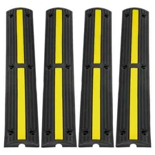 VEVOR 4PCS Floor Cable Protector Ramp 3.28 ft. 1 Channel Rubber Speed Bump 18000
