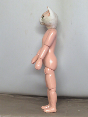 Poupée Chat GC B 40 Cm – Tête Biscuit Porcelaine, Yeux Verre – Création Française – Nue