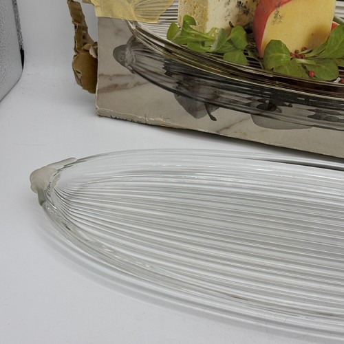 Vintage Mikasa Crystal Neo Classic Oval Glass Canape Tray, Includes Original Box - Picture 3 of 11