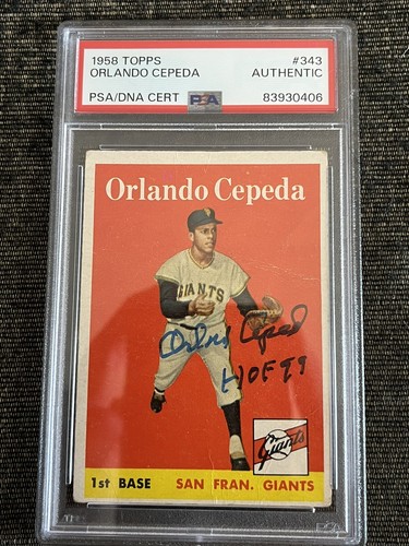 1958 Topps #343 Orlando Cepeda RC Rookie PSA Signed Auto Autograph HOF