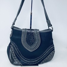 Montana West Concealed Carry Studded Tote Handbag Purse Dark Brown Leather