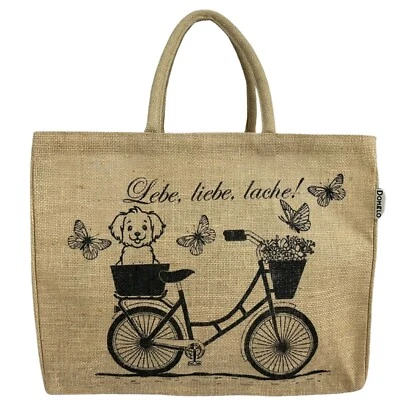 Jute Einkaufstasche, groß Jutebeute, Jutetasche Shopper Korbtasche vegane Tasche - Bild 1 von 4