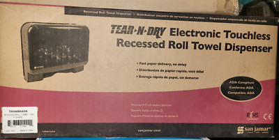 SanJamar Tear N DryElectronic Touchless Recessed Roll Towel Dispenser T8006BKADA