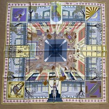 Hermes Silk Scarf Objets de Curiosite Carre 90 35  New yellow grey brown purple