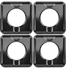 Cooktop Burner Cover Drip Pans. 7.75 Inch Square Black. Set Of 4