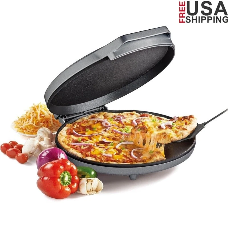 12" Electric Pizza Maker Indoor Grill Nonstick Pizzas Quesadillas & Snacks New