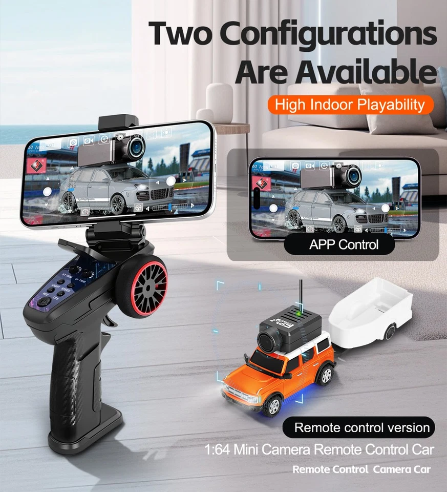 WLtoys 6405 RC 1/64 Mini HD Camera 2.4G 720P FPV Racing Car APP Controler Toys - Image 2 of 4