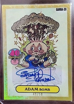 Garbage Pail Kids 40th Anniversary Auto Adam Bomb Garba-39 Dickinson Gold 49/50