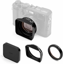 NiSi X100 NC UV Filter Metal Lens Hood and Lens Cap for Fuji X100 Series-Black