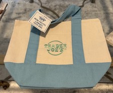 2026 TRADER JOE’S MINI PASTEL CANVAS TOTE BAG * BLUE *
