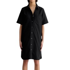 Everlane The Oxford Short Sleeve Shirt Dress Black Size Small NWT Organic Cotton