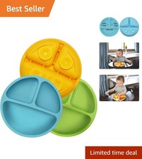 Modern Unbreakable Silicone Plates for Toddler Meals - 3 Pack, Mess-Free Design