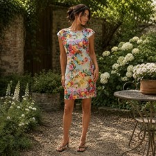 Beige by eci Floral Sheath Dress Multicolor Blue Size 6