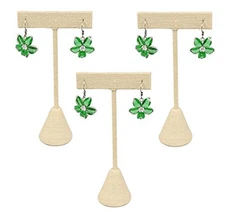 888 Display USA  - 3 Beige Linen Earring T Stand Showcase Displays (5.75" (3 
