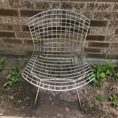 Vintage HARRY BERTOIA Chrome Side Dining Chair Mid-century For KNOLL   