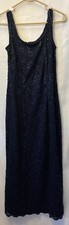R & M Collection Blue Lace & Sequin Lined Sleeveless Evening Formal Dress 14