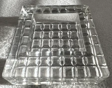 Heavy Clear Glass Tray Ashtray Or Trinket Dish Waffle Bottom Square Tray 5.5"x5”