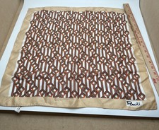 Vintage Paoli Silk Scarf - 20x20  Brown Orange Square Geometric Mod Lines