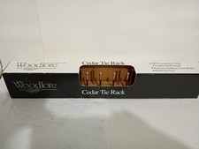 Woodlore Cedar Tie Rack Wall Mount 24 Pegs 18" Long Brass Pegs Closet Organizer