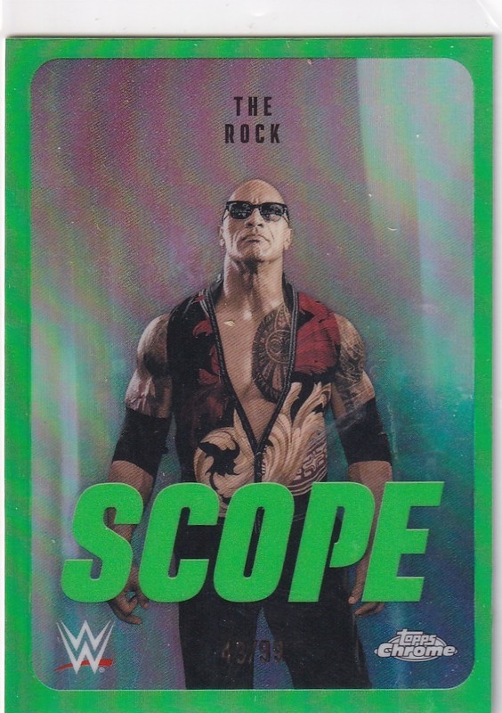 The Rock Dwayne Johnson 2026 Topps Chrome WWE Scope Green /99