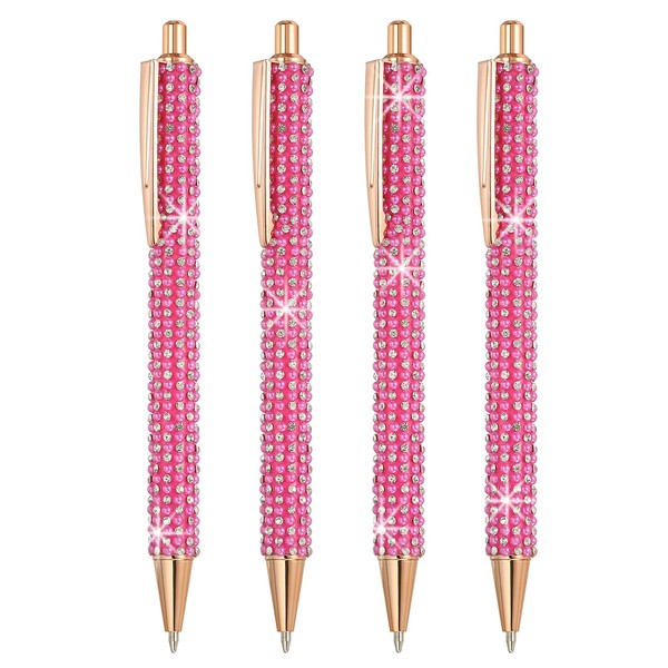 Strass Kugelschreiber 4Er Pack, 1,0Mm, Schwarz, Rosarot, FüR Frauen Geschenk-image