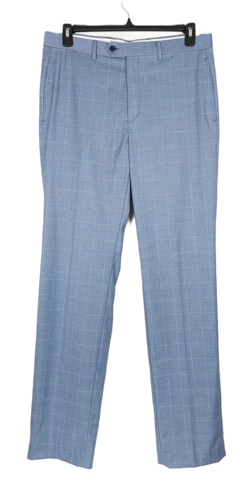 Pantalones de vestir Michael Kors elásticos de ajuste clásico azul claro ventana 42x30 nuevos con etiquetas Foto 2 de 4