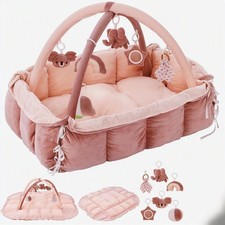 5-In-1 Plush Baby Play Gym, Baby Play Mats, Convertible Baby Gym, Tummy Time Mat