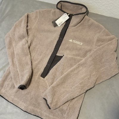 Adidas Terrex Womens Organiser Xploric Pile Snap Fleece Pullover Small Beige