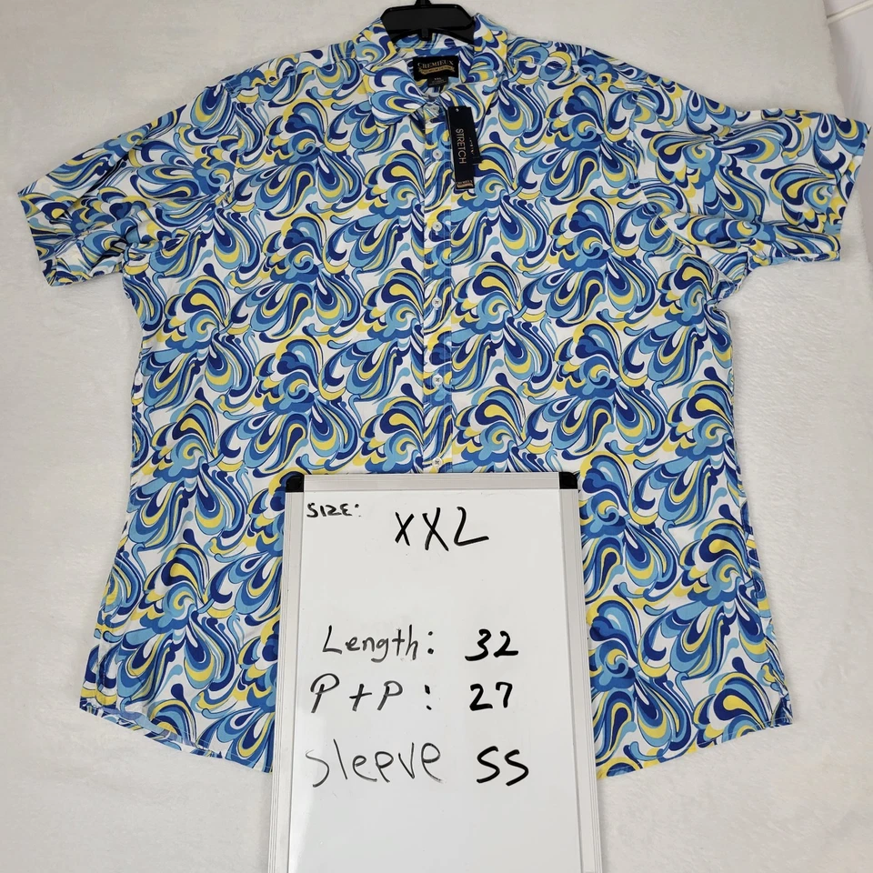 Lot Of 2 CREMIEUX PREMIUM DENIM Men's Size 2X S/S Paisley Hawaiian Shirts New - Image 3 of 4