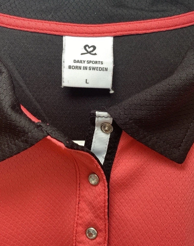 Camisa Polo Dailey Sports Talla Lg Para Mujer Negra Coral Golf Pelota Tenis Foto 2 de 4