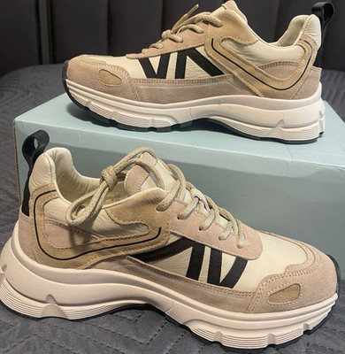 Manfield Damen Sneaker 39 Beige Schwarz Wildleder Low Top Schnürung Gummisohle