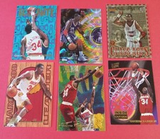 6 Hakeem Olajuwon NBA Inserts Cards w/Topps Center Stage And 2 Flair Inserts
