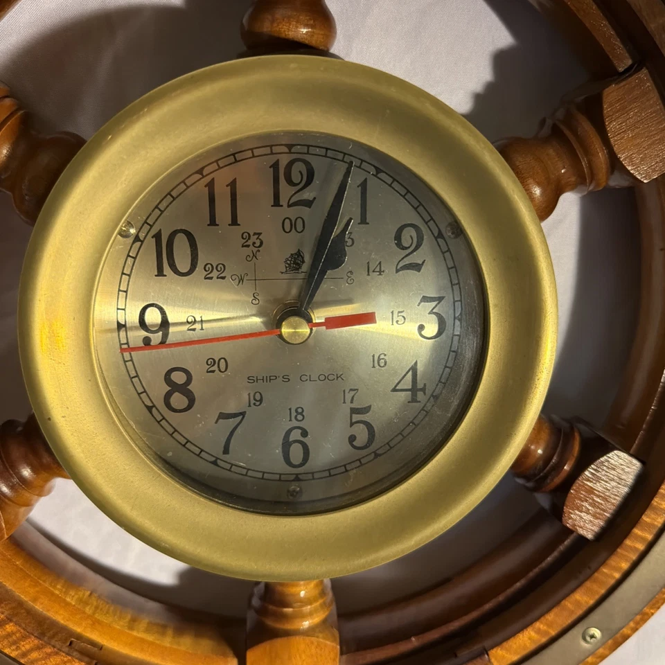 Reloj de Pared Cuarzo Vintage Tiempo de Envío Rueda Madera (Funciona) Foto 2 de 3