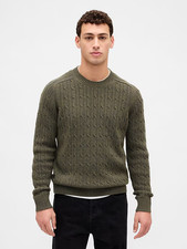 Merino Wool-Blend Cable-Knit Sweater