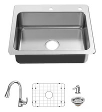 Glacier Bay Bratten 25 in. Drop-In 18G Stainless Steel Kitchen Sink Faucet