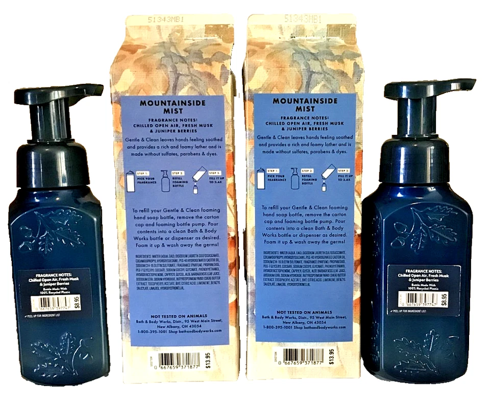 MOUNTAINSIDE MIST GENTLE CLEAN FOAM hand soap washes & refills lot x 4 BLUE - Image 4 of 4