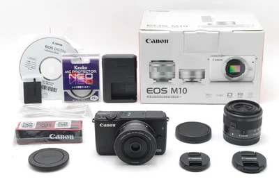 Canon EOS M10 EF-M 15-45mm 22mm Double Lens Kit Black From Japan [MINT++++] - Image 1 of 4