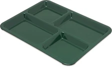 8.5x11 inch 4-Compartment Cafeteria Fast Food Tray Forest Green Right Hand