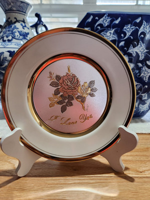 Beautiful Gold Chokin Plate I Love You Design! Made In Japan!