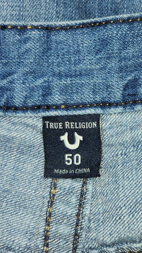 True Religion Men Big & Tall Ricky Relaxed Straight Bermuda Ripped Shorts Sz 50 - Image 3 of 4