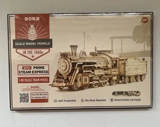 ROKR Prime Steam Express Train 3D Wooden Puzzle MC501 1:80 Scale Model New