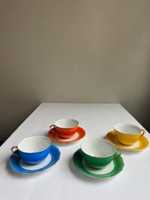 Goldcastle Japan Multicolor Tea Cup & Saucer Set Vintage Gold Trim MCM