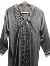Hooded Women’s Duster Black Embroidered Trim Snap Closure Made in USA