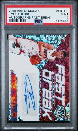2019 PANINI MOSAIC AUTOGRAPHS FAST BREAK #FB-THR TYLER HERRO PSA 9 *LOW POP*