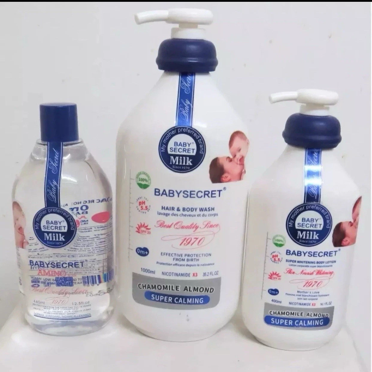 Baby Secret super whitening Lotion + Shower Gel + Oil - Protection From Birth
Opens in a new window
