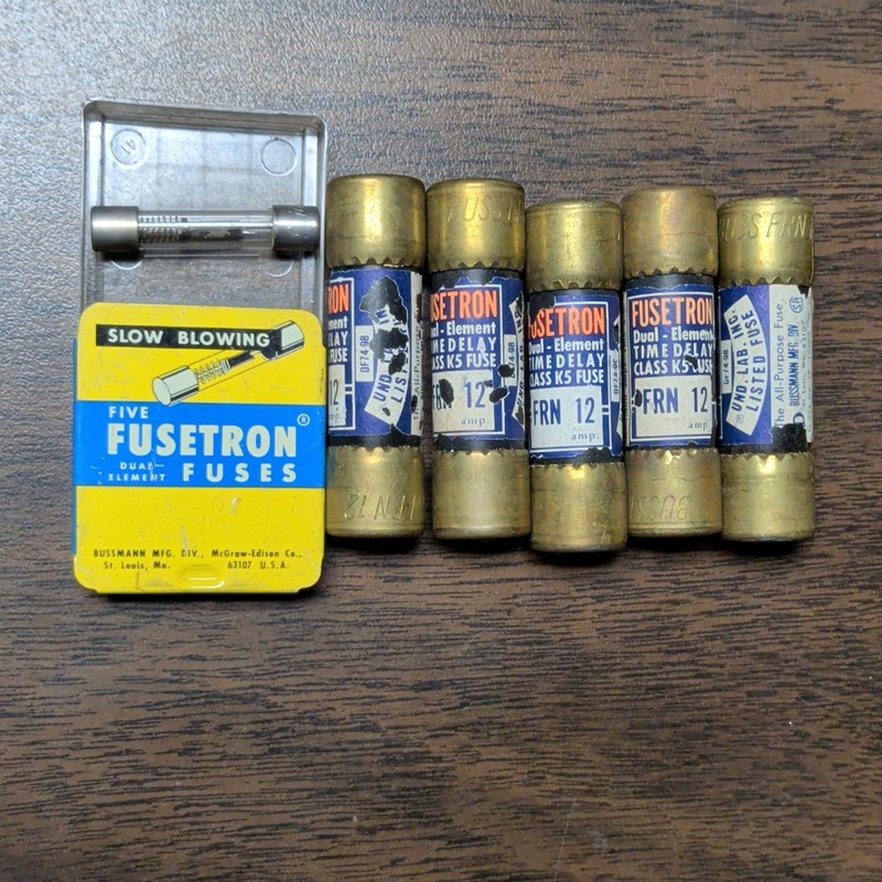 Lot Fusetron FRN 12 12A Time-Delay Slow-Blow HRC Cartridge Fuses K5 dual element