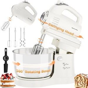 3.2QT 2-in-1 Stand Mixer, Kitchen Mixer with Auto-Rotating Bowl & Tilt-Head, ...