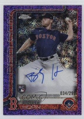 2025 Topps Chrome Rookie Purple Speckle Refractor /299 Bailey Horn Auto RC 0uh1