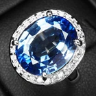 Gorgeous Royal Blue Tanzanite 8.40Ct 925 Sterling Silver Handmade Halo Rings